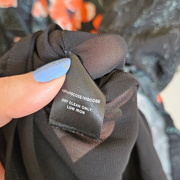 Lafyette 148 Floral Bell Sleeve Shift Dress in Black/Multi Women's Medium NWT - Picture 7 of 9